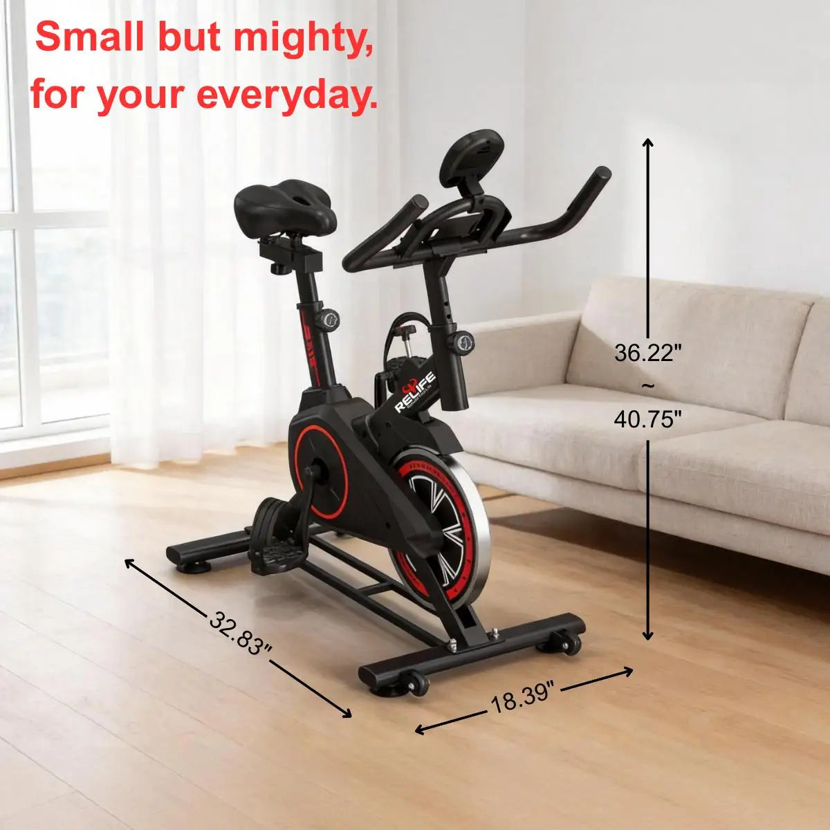Relife Stationary Exercise Bike for Home With Silent Belt Drive