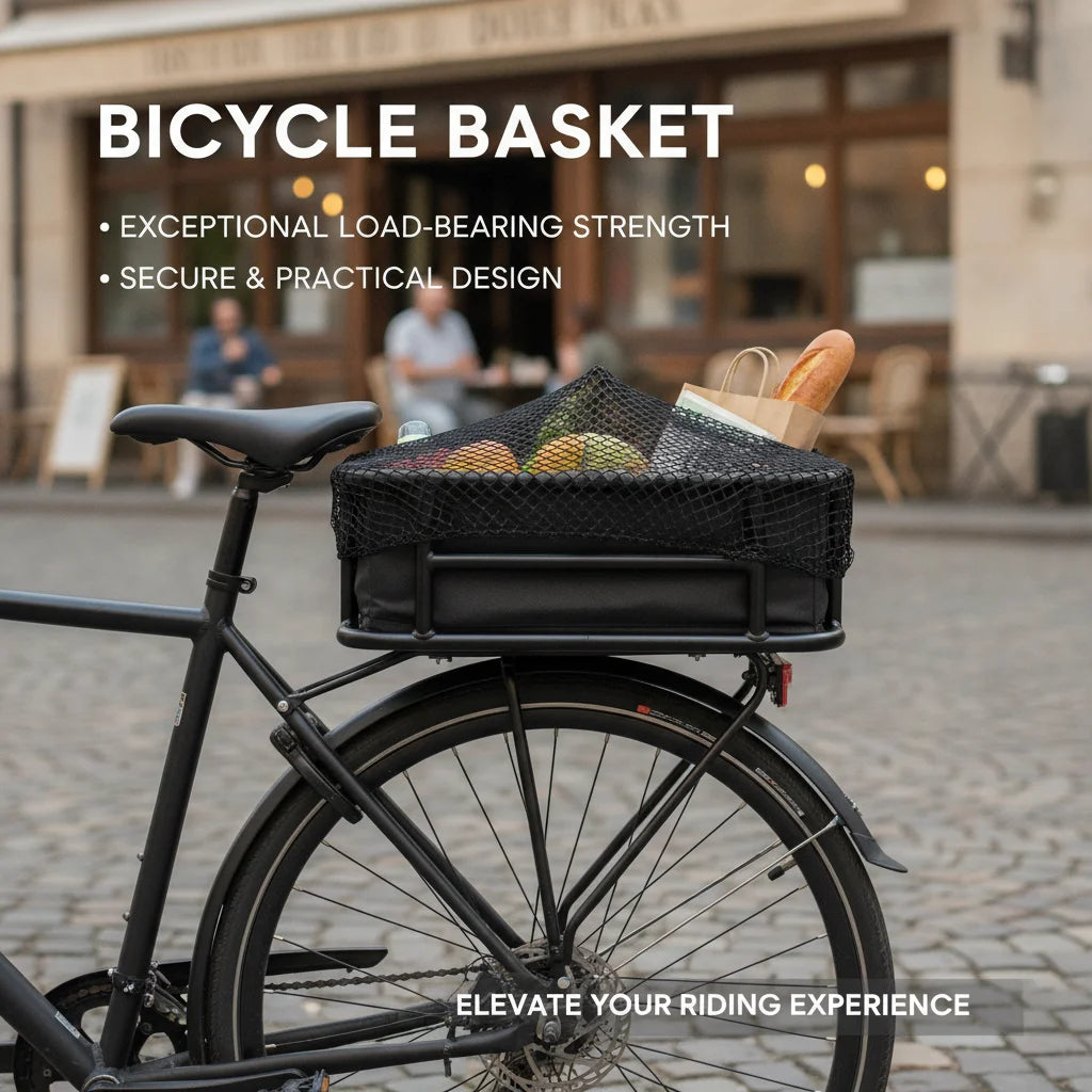 Rustproof Rear Bike Basket With Luggage Net And Inner Liner For Urban Commuting