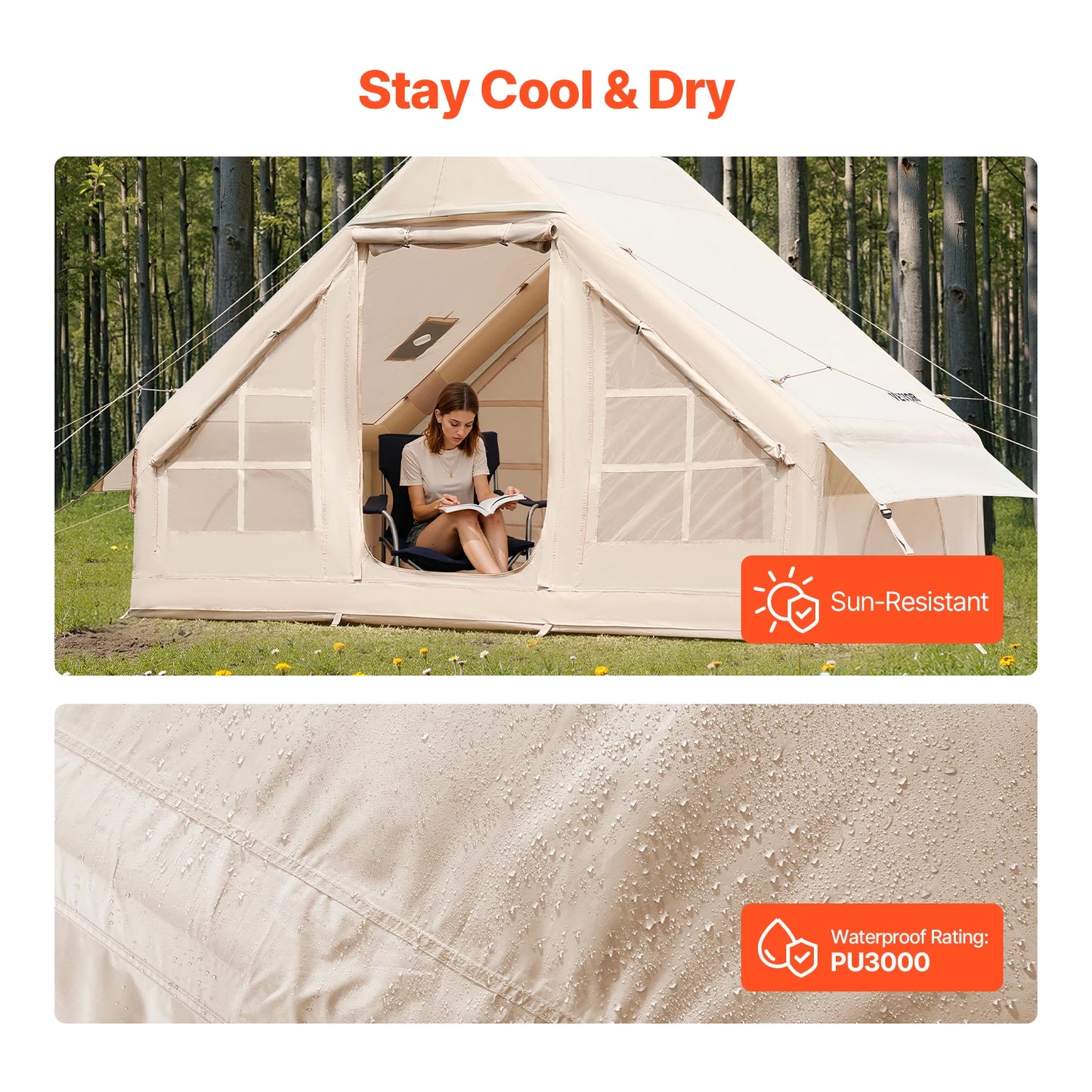 SucceBuy Inflatable Camping Tent With Hand Pump For Easy Setup