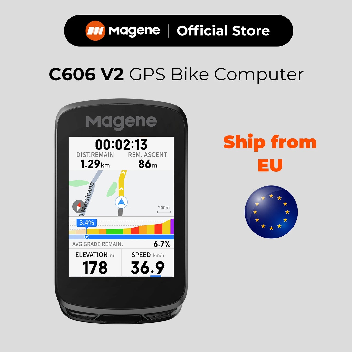 Magene C606V2 GPS Bike Computer With Navigation And Speedometer