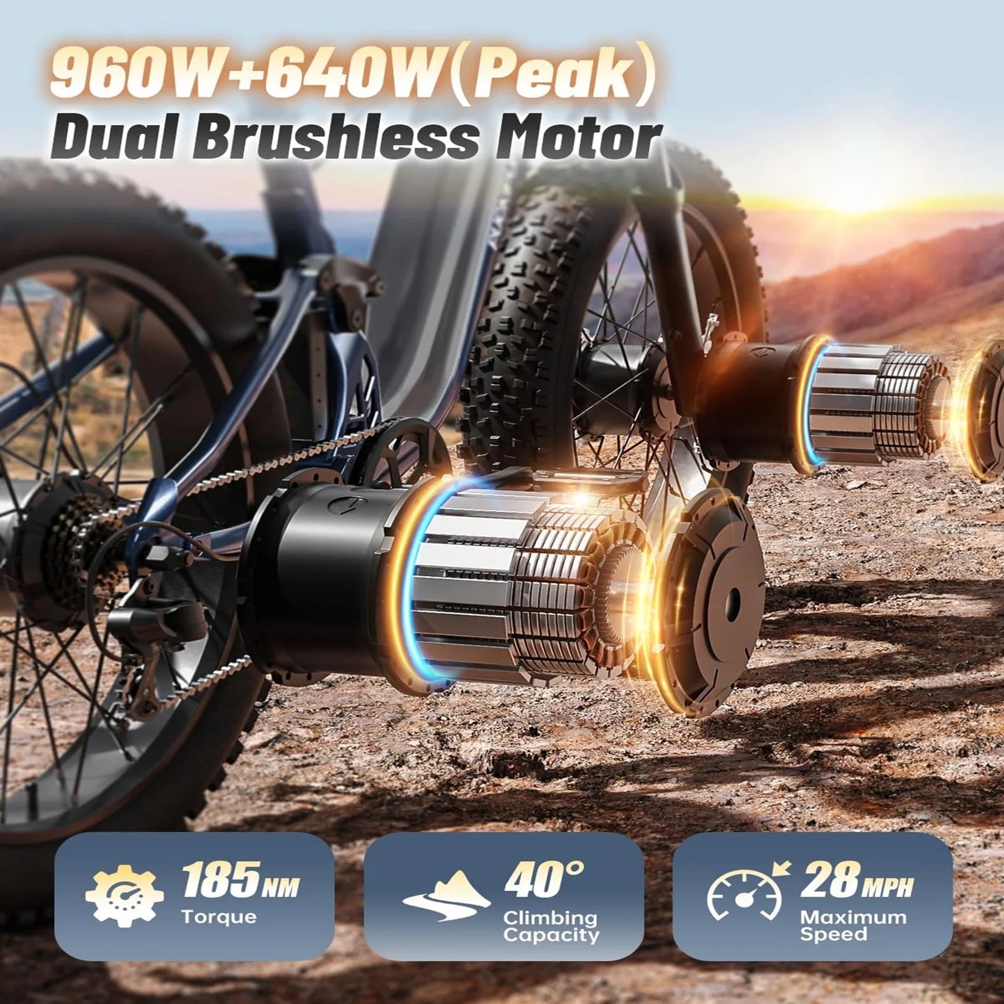 PUCKIPUPPY Dual Motor Electric Bike 1600W Fat Tire Full Suspension