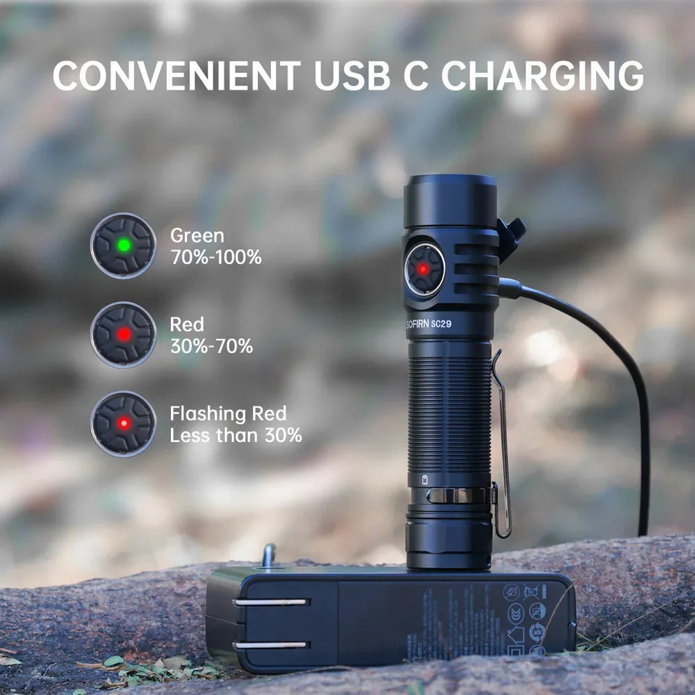 Sofirn SC29 3000 Lumen EDC Rechargeable Flashlight XHP50B IPX8