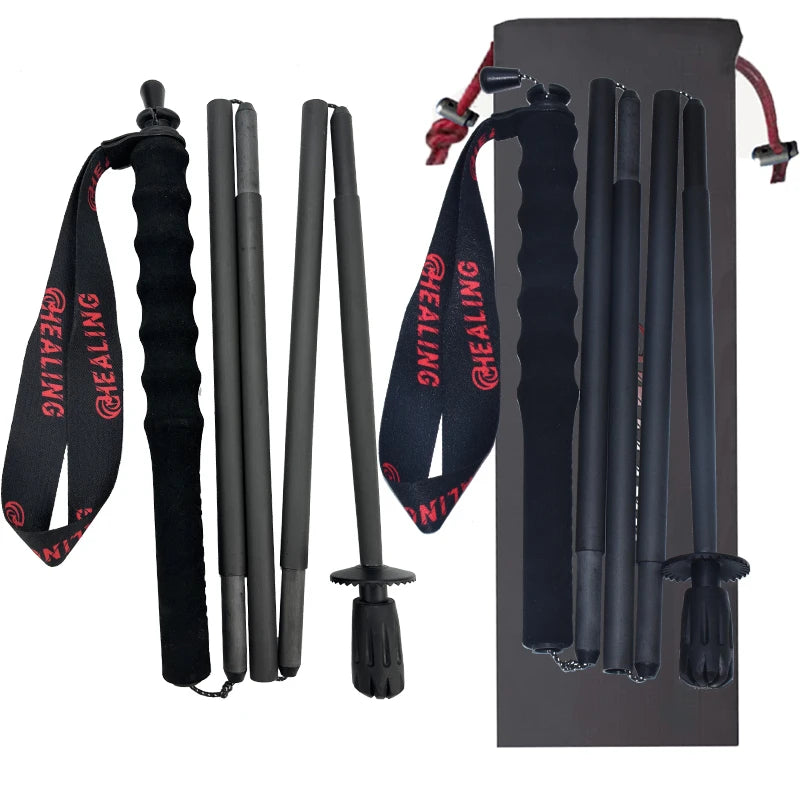 OKHEALING CN Folding Carbon Fiber Trekking Poles With Foam Handle