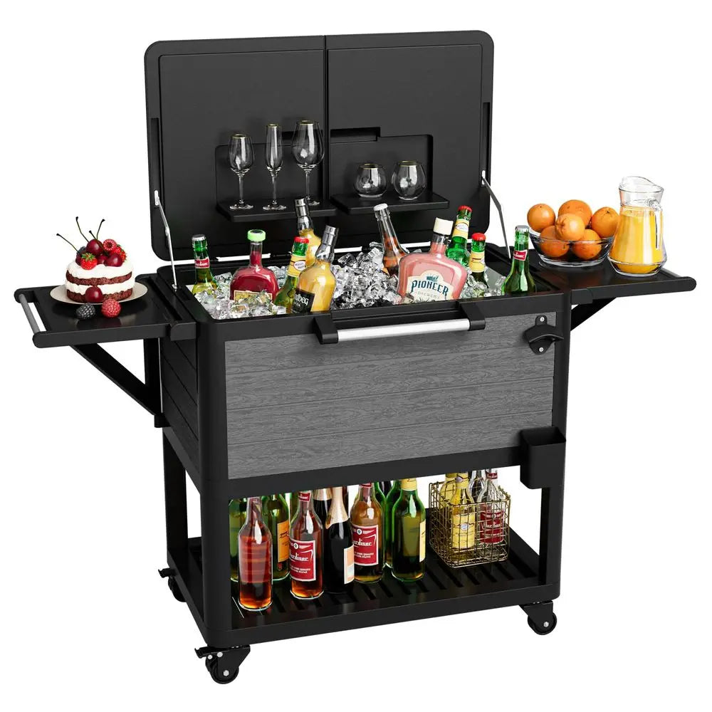 YTYIN Patio Rolling Ice Chest Cooler Cart with Wheels