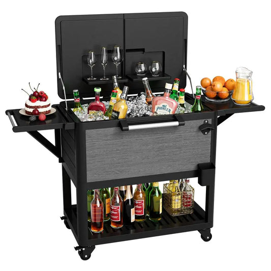 YTYIN Patio Rolling Ice Chest Cooler Cart with Wheels