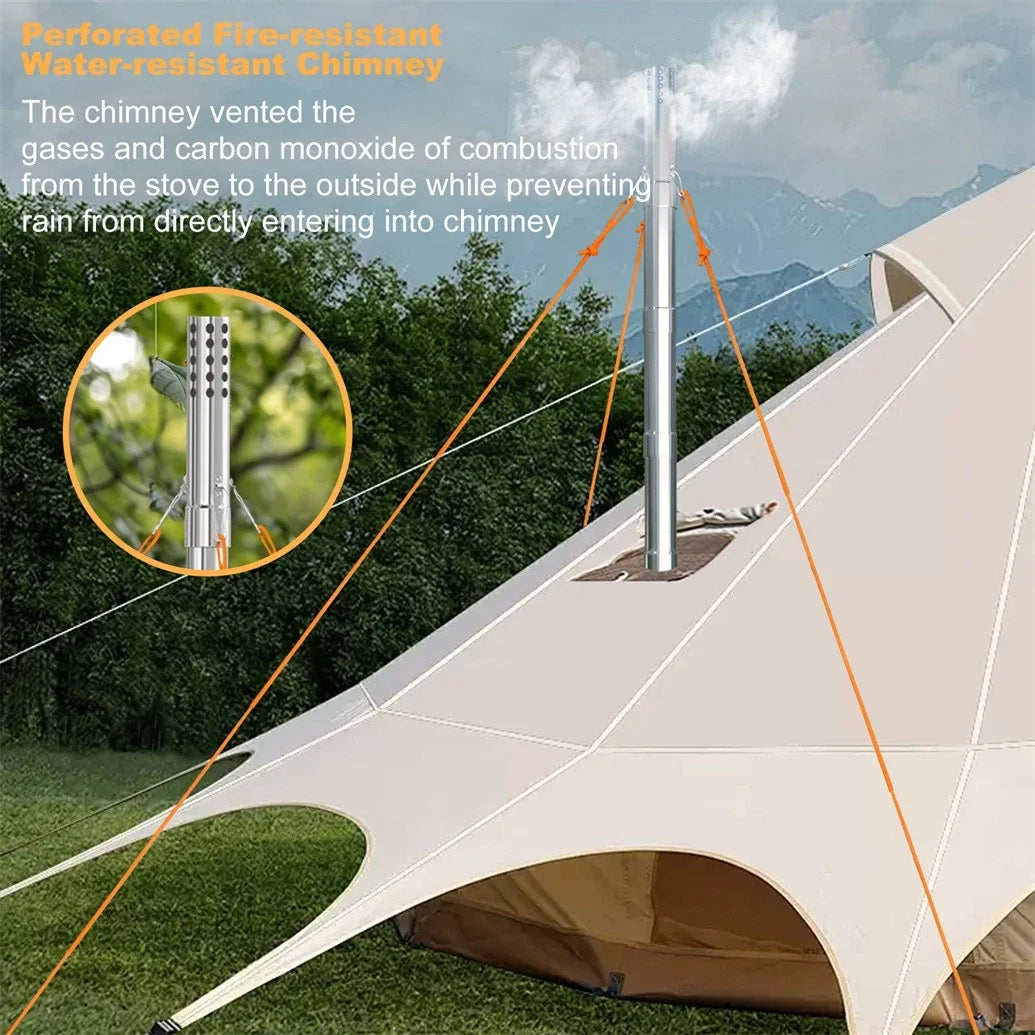 Wood Burning Tent Stove Portable With Stainless Chimney Pipes
