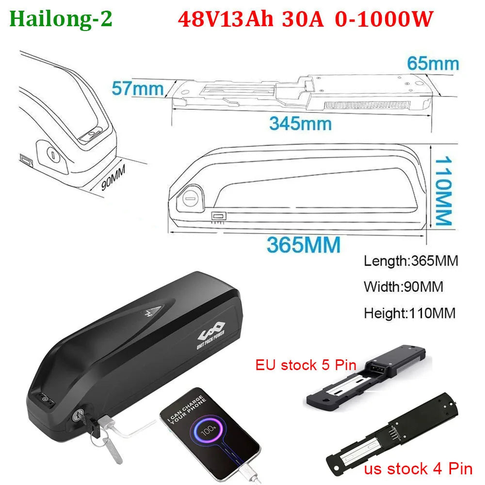 UNITPACKPOWER Ebike Downtube Battery 36V 52V 48V 24Ah