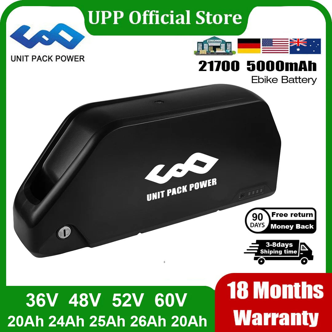 UNITPACKPOWER Ebike Downtube Battery 36V 52V 48V 24Ah