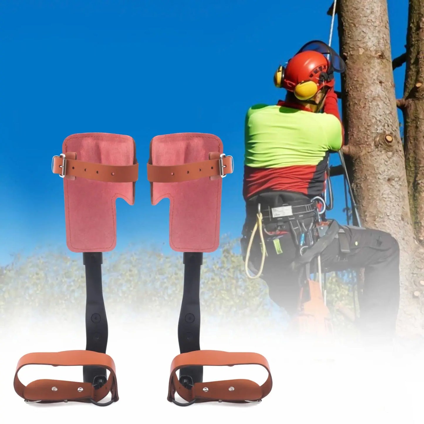Tree Climbing Spike Set With Adjustable Steel Pole Climbing Spurs