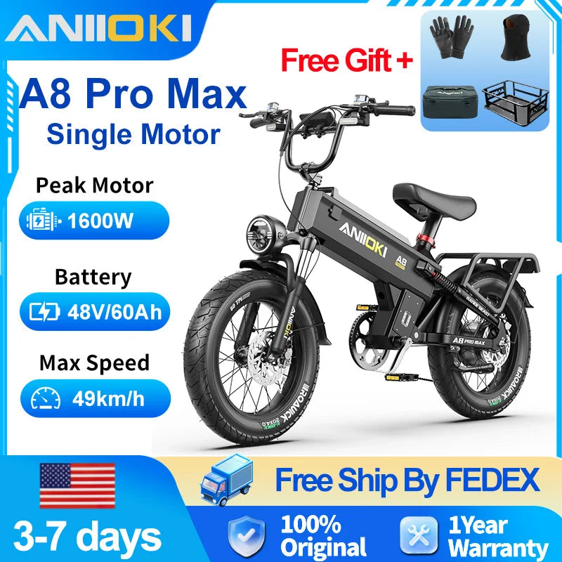 Aniioki Ebike A8 Pro Max 60Ah 1600W Electric Bicycle
