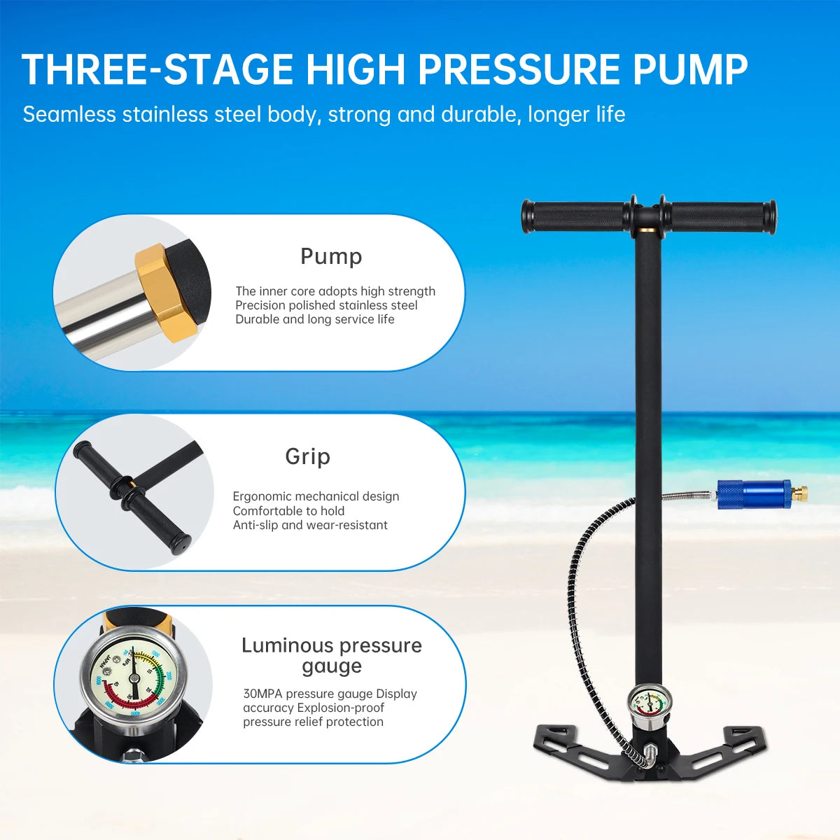 DIDEEP Scuba Diving Tank With Hand Pump Portable Cylinder