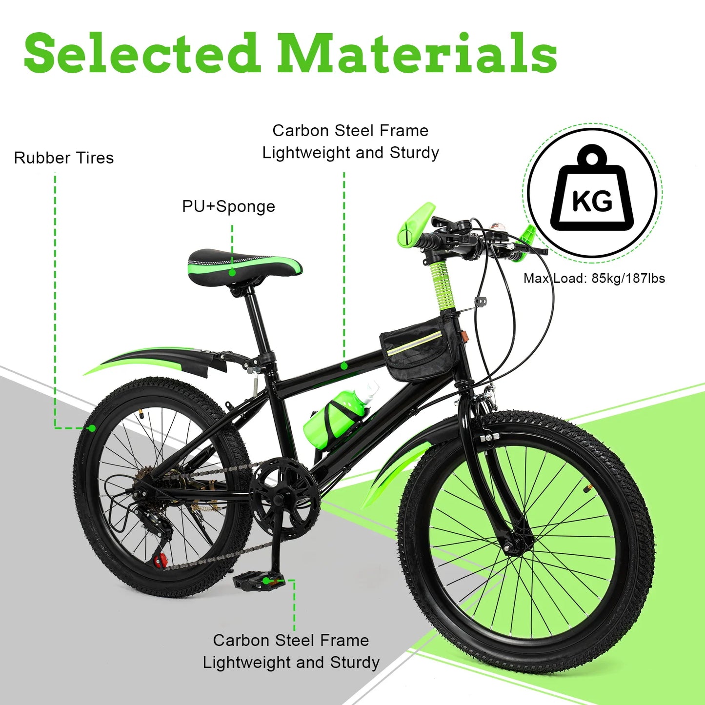 Kids 20 Inch Mountain Bike 7 Speed With Adjustable Seat