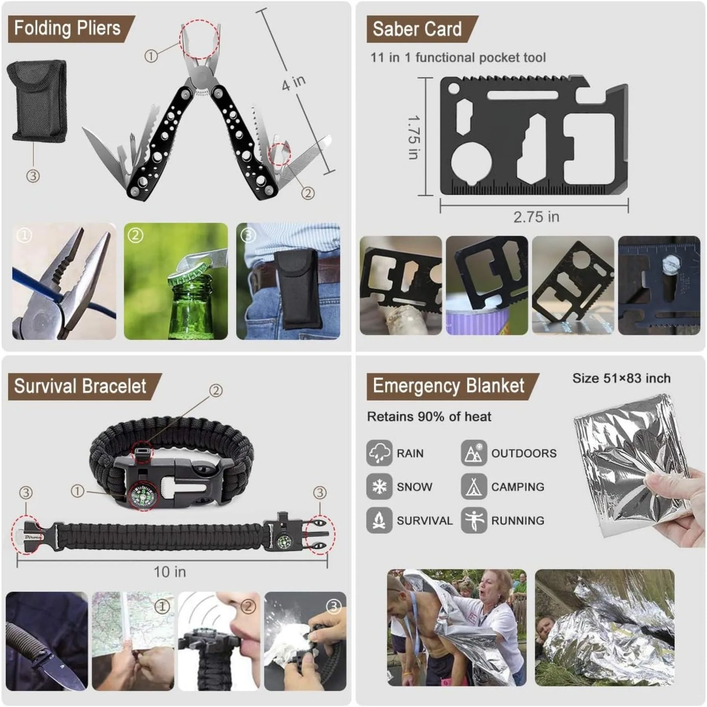 Emergency Survival Kit With Tactical Molle Pouch And Tent