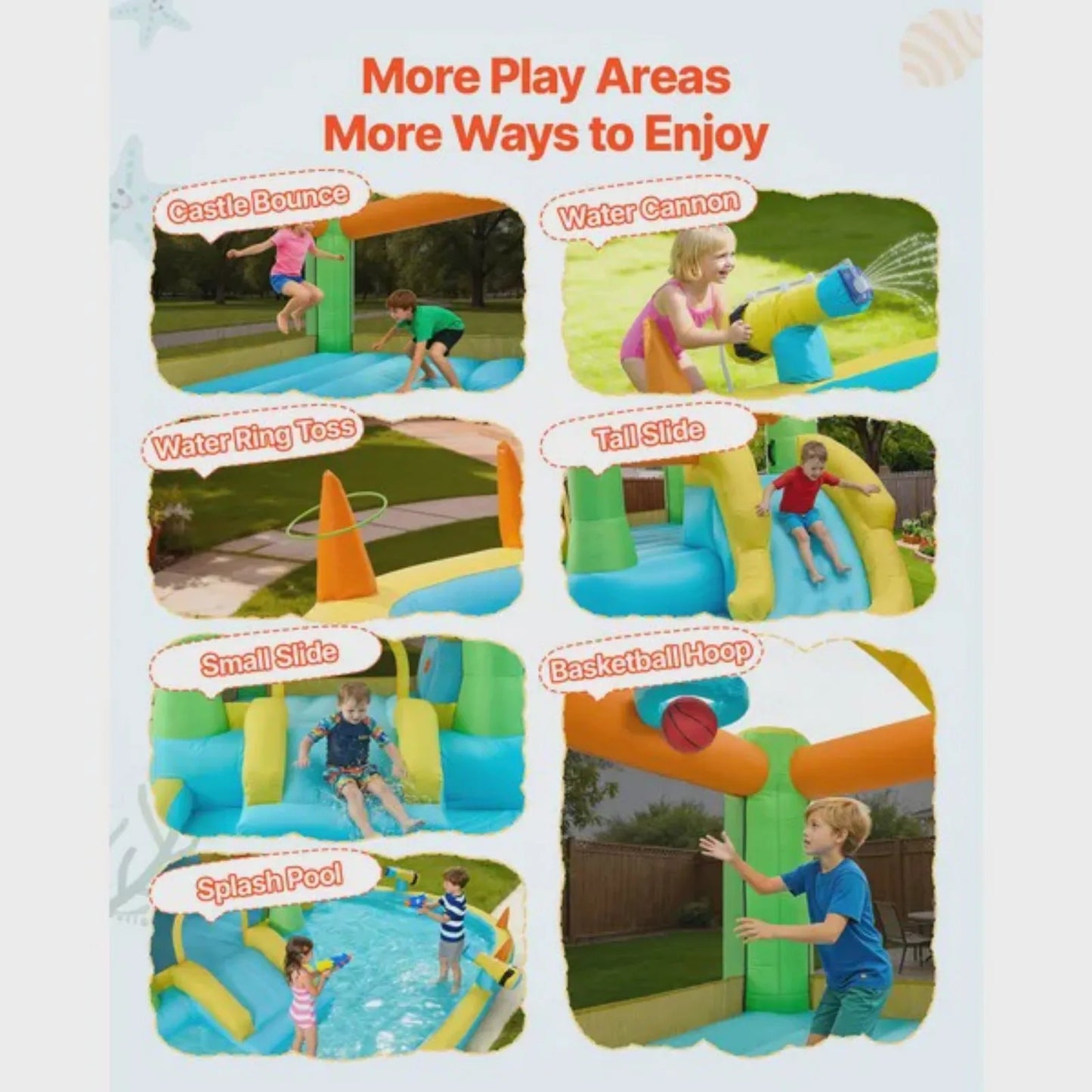 Inflatable Bounce House Water Slide Castle With Basketball Hoop
