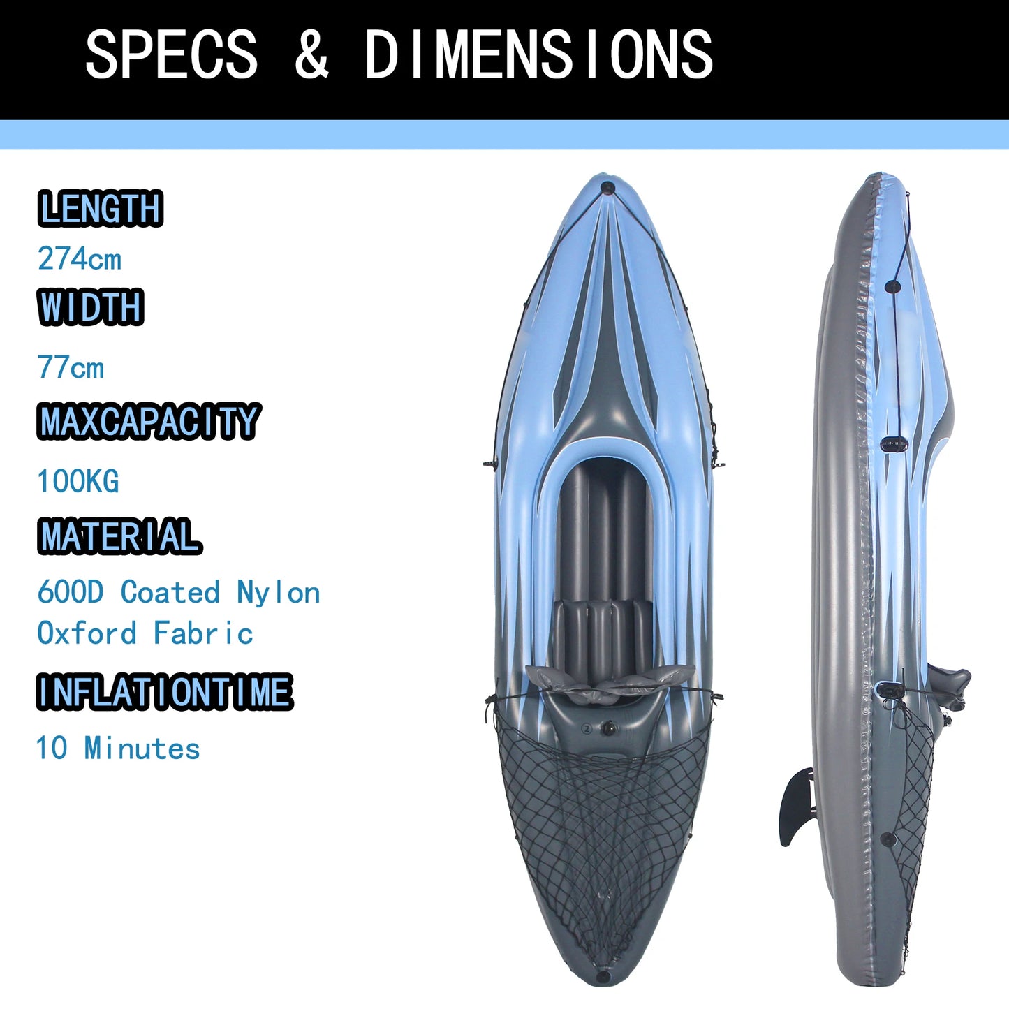 HHSJZWCY Inflatable One Person Kayak Fishing Boat With Paddles