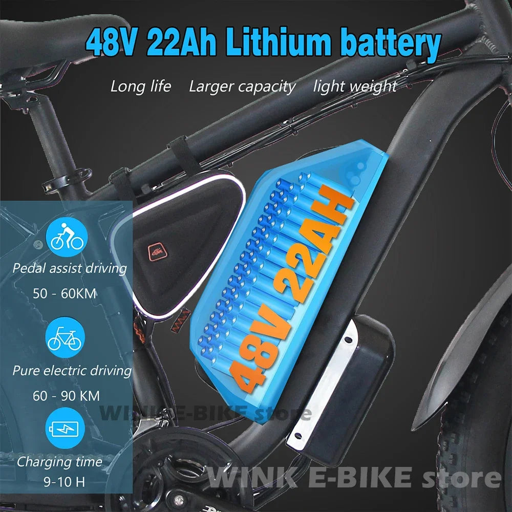 Electric Bicycle B1 2000W Dual Motor 48V 22.4Ah E Bike