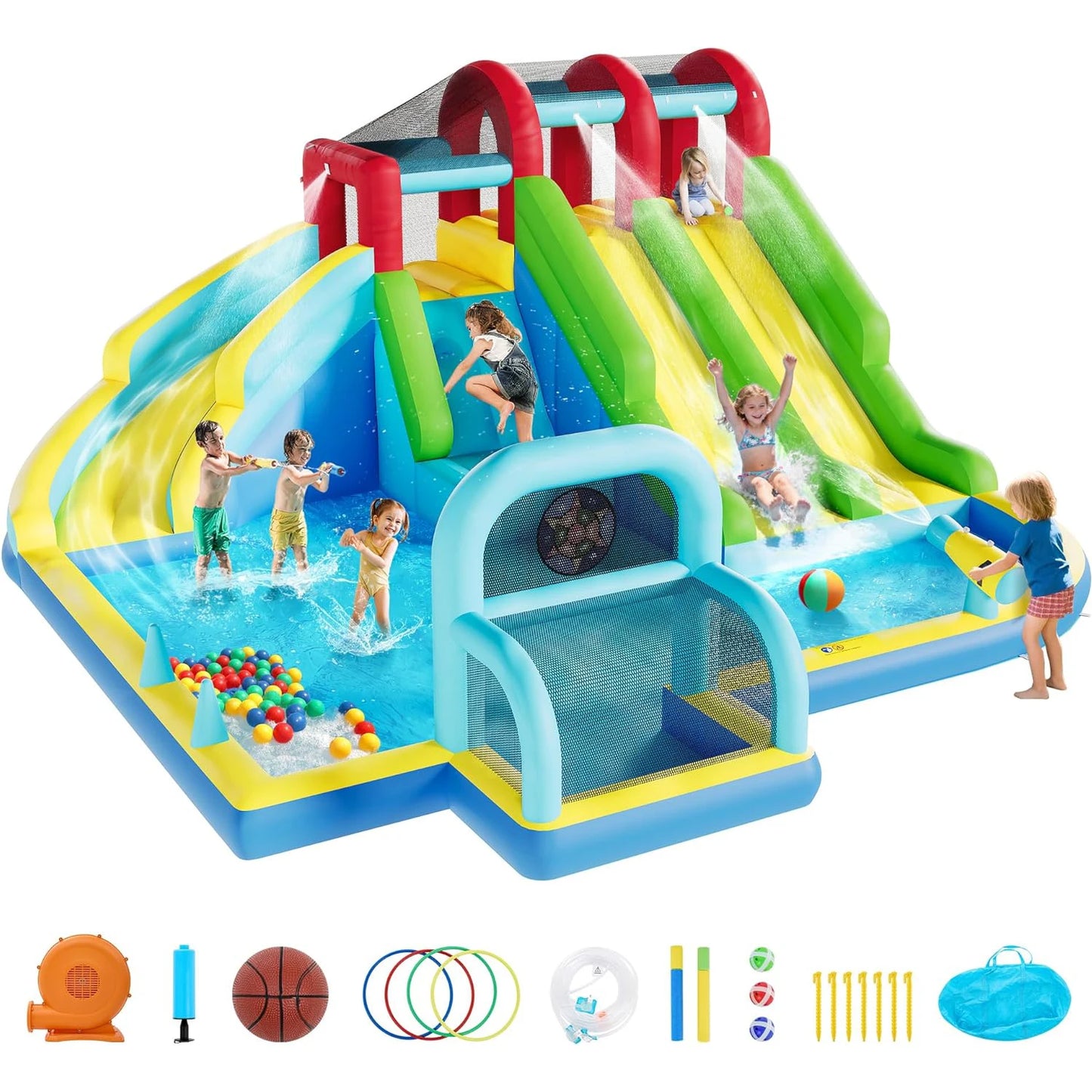 HiMISS Inflatable Bounce House With Oxford Fabric Blower For Kids