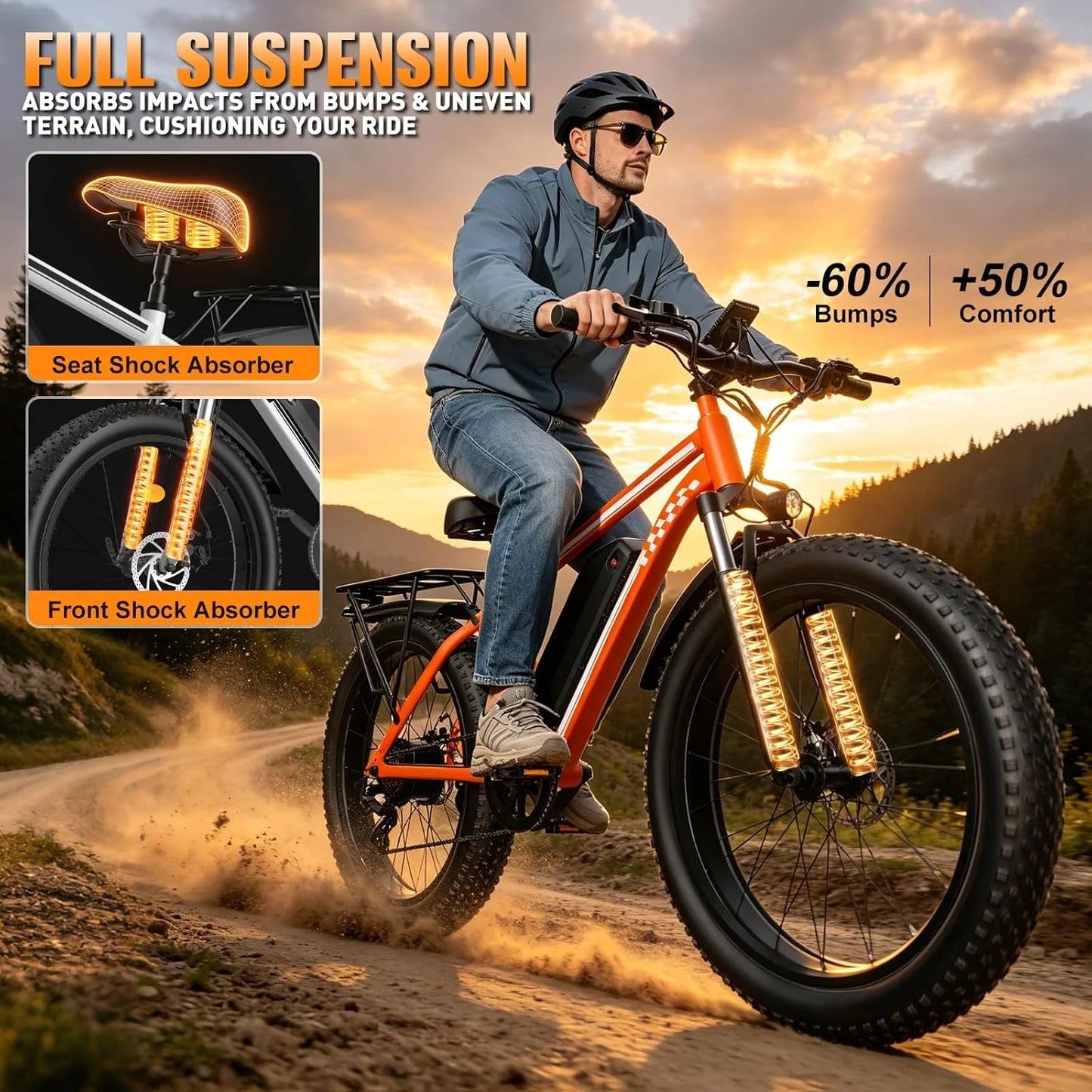 Electric Fat Tire Ebike With 1500W Peak Motor 32 MPH