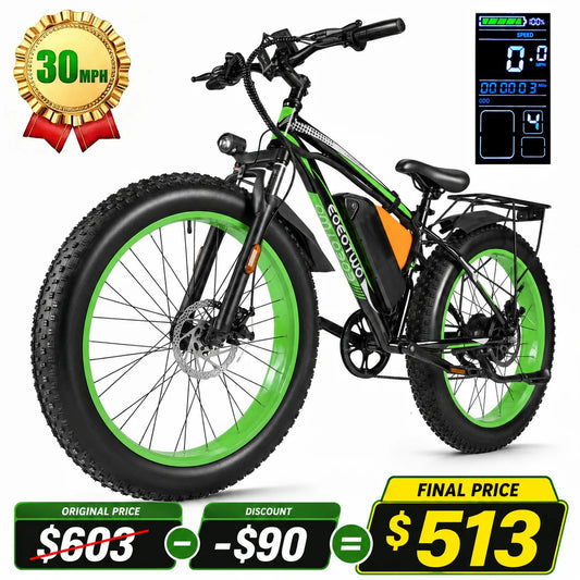 EOEOTWO Fat Tire Electric Bike 48V 20Ah 1000W Peak 1500W