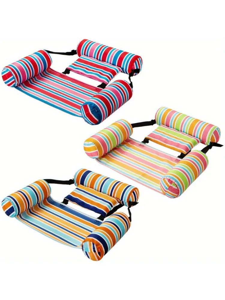 Inflatable Pool Float Loungers Heavy Duty Striped Hammock Chairs For Adults