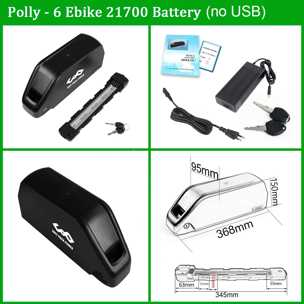 UNITPACKPOWER Ebike Downtube Battery 36V 52V 48V 24Ah
