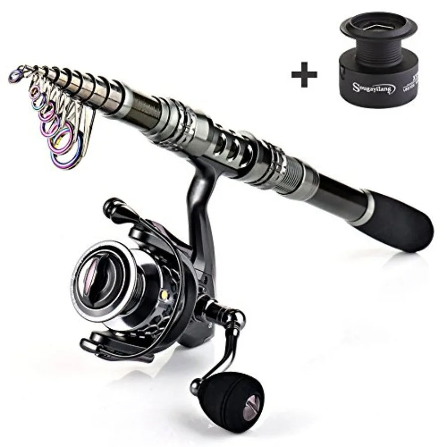 Telescopic Fishing Rod And Reel Combo With Carrier Bag Saltwater Freshwater