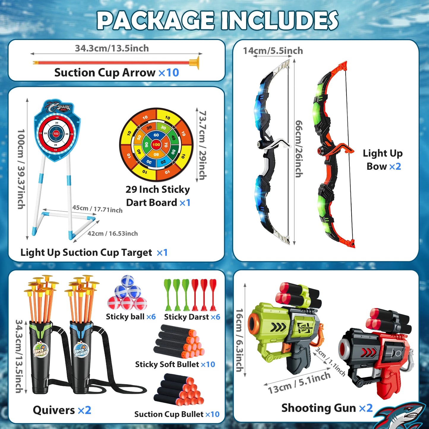 VATOS 4 In 1 Archery Battle Arena Toy For Kids Indoor Outdoor