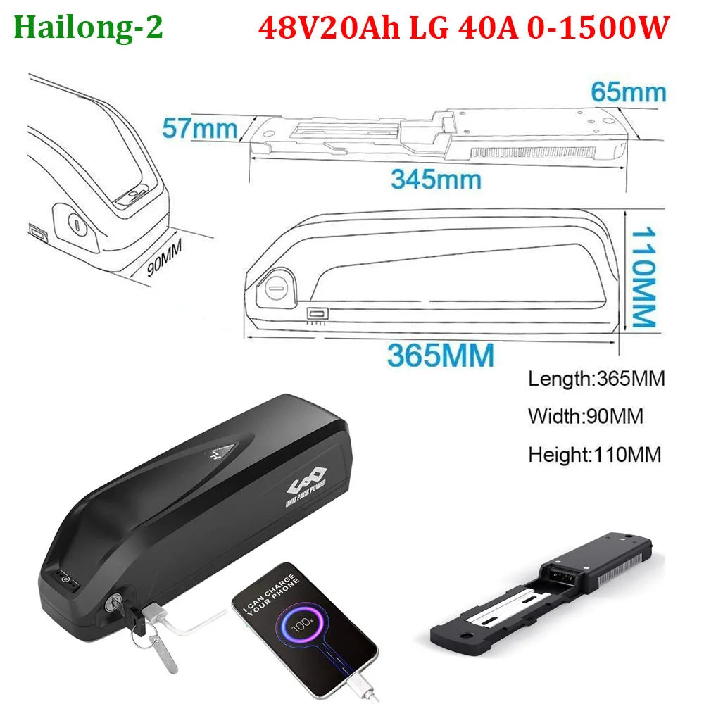 UNITPACKPOWER Ebike Downtube Battery 36V 52V 48V 24Ah