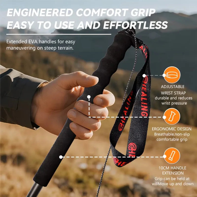 OKHEALING CN Folding Carbon Fiber Trekking Poles With Foam Handle