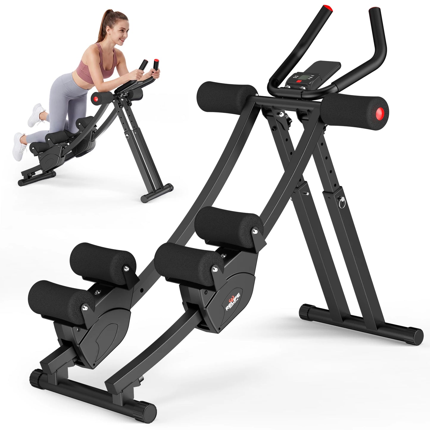 Dual Split-Track Ab Machine Foldable Core Trainer For Home