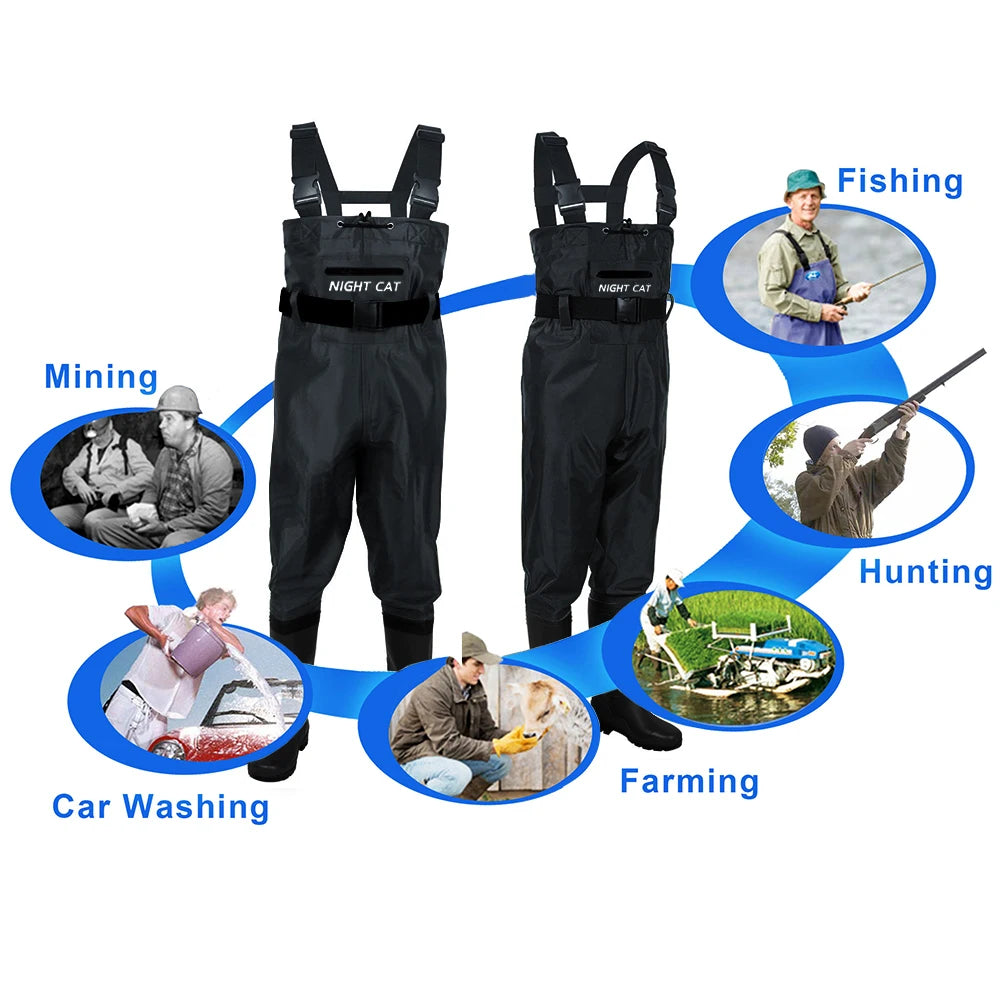 Waterproof Chest Waders With Boots For Men And Women NylonPVC