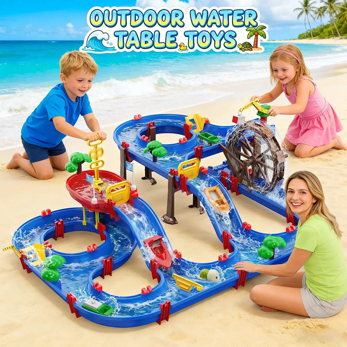VATOS Outdoor Water Table Playset With Water Wheel For Kids