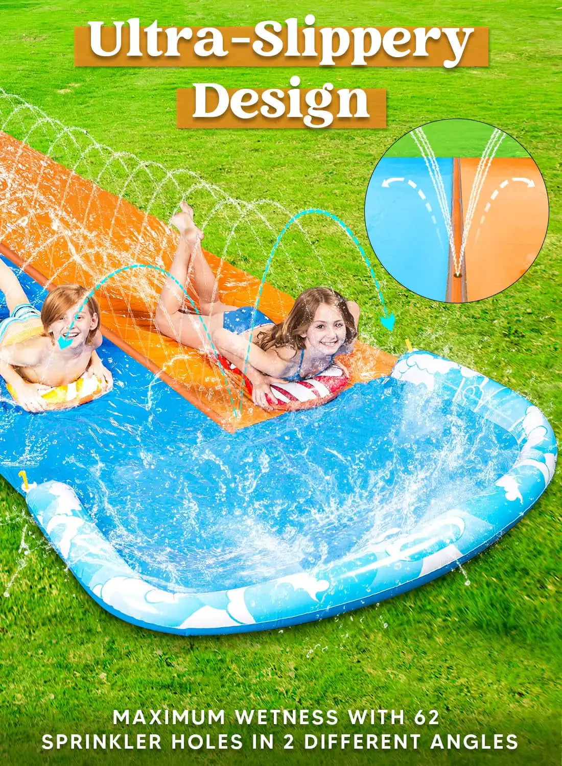 JOYFY Water Slide With Sprinkler And Bodyboards For Kids Outdoor Fun