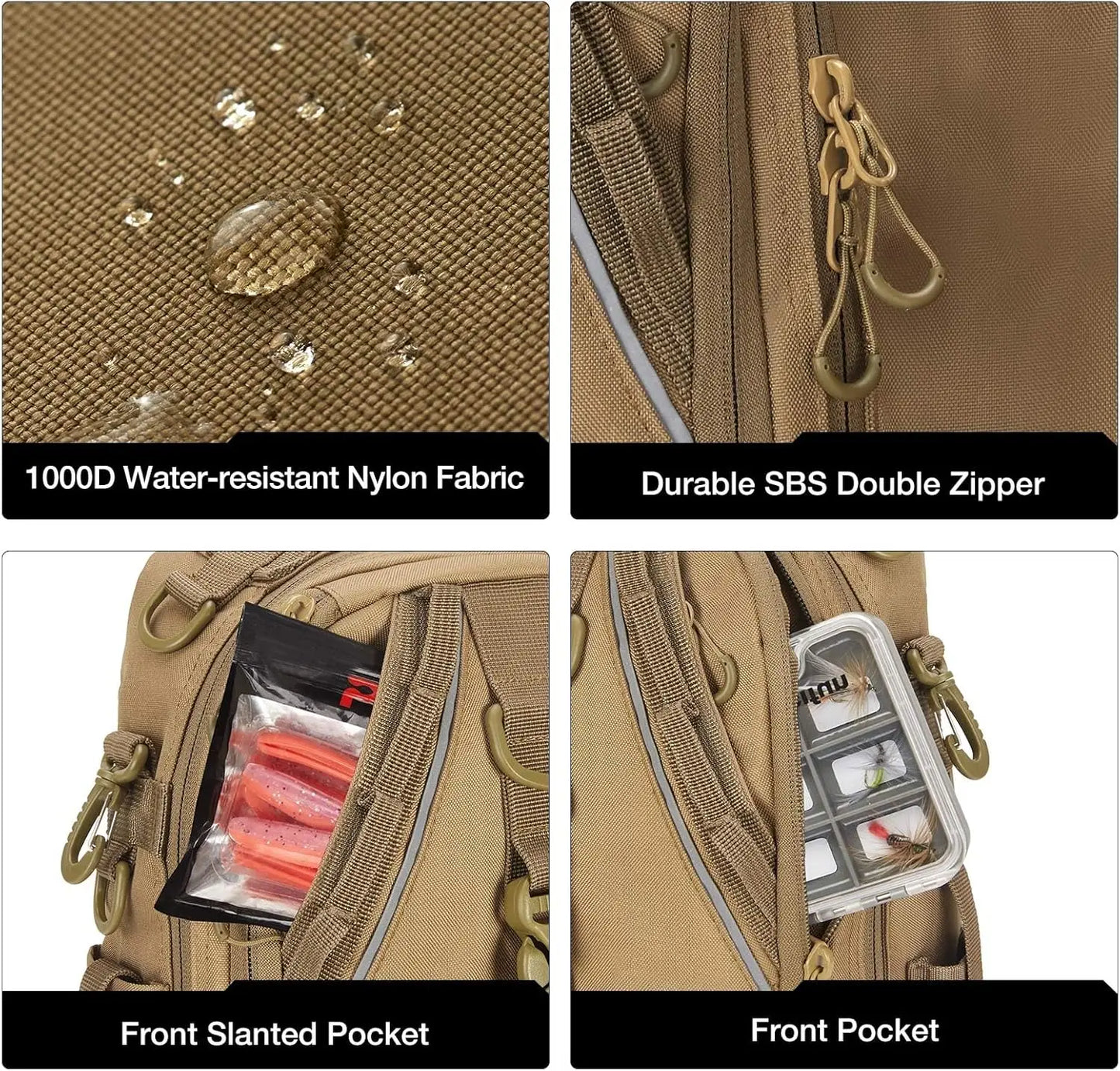 Fishing Tackle Backpack With Rod And Gear Holder Water Resistant