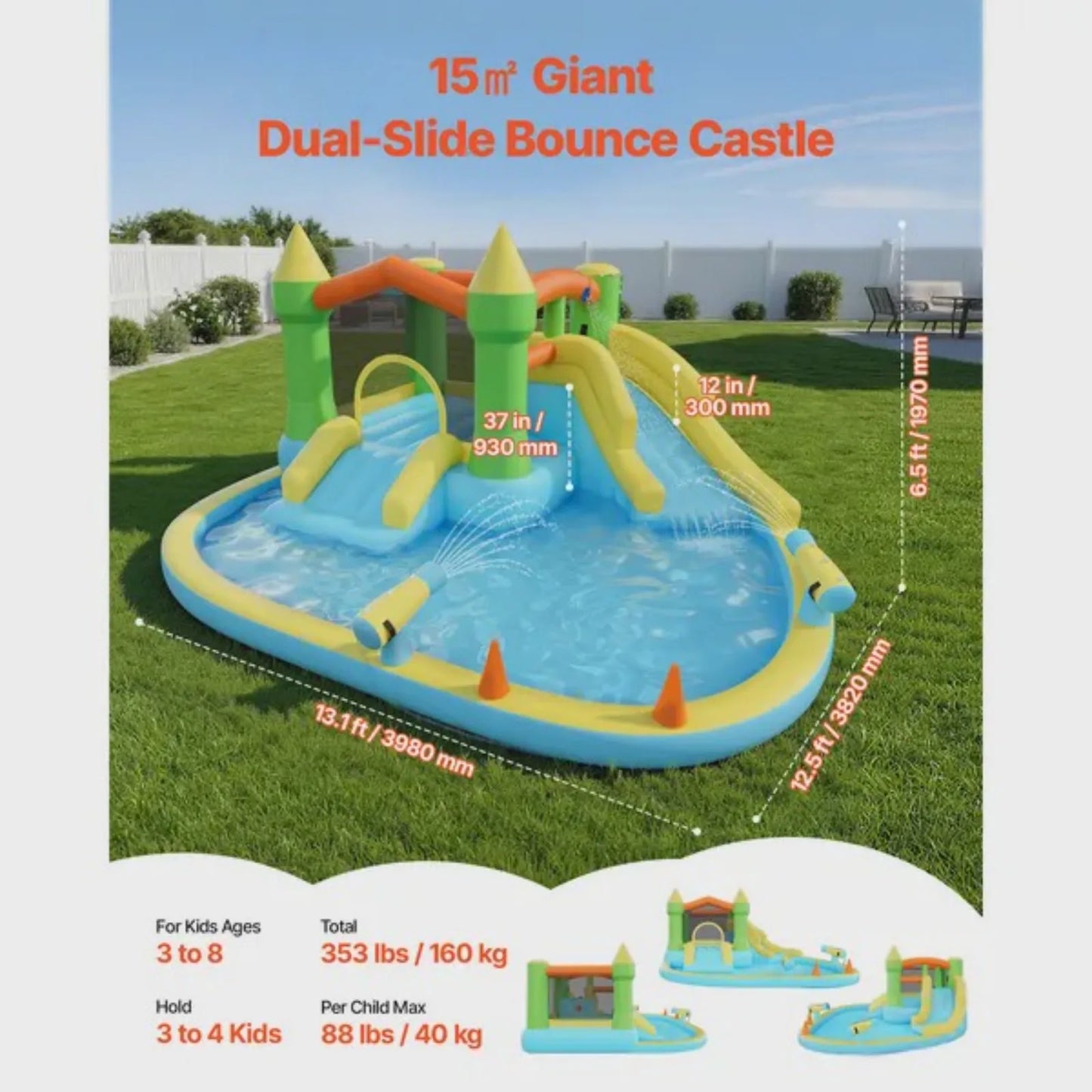 Inflatable Bounce House Water Slide Castle With Basketball Hoop