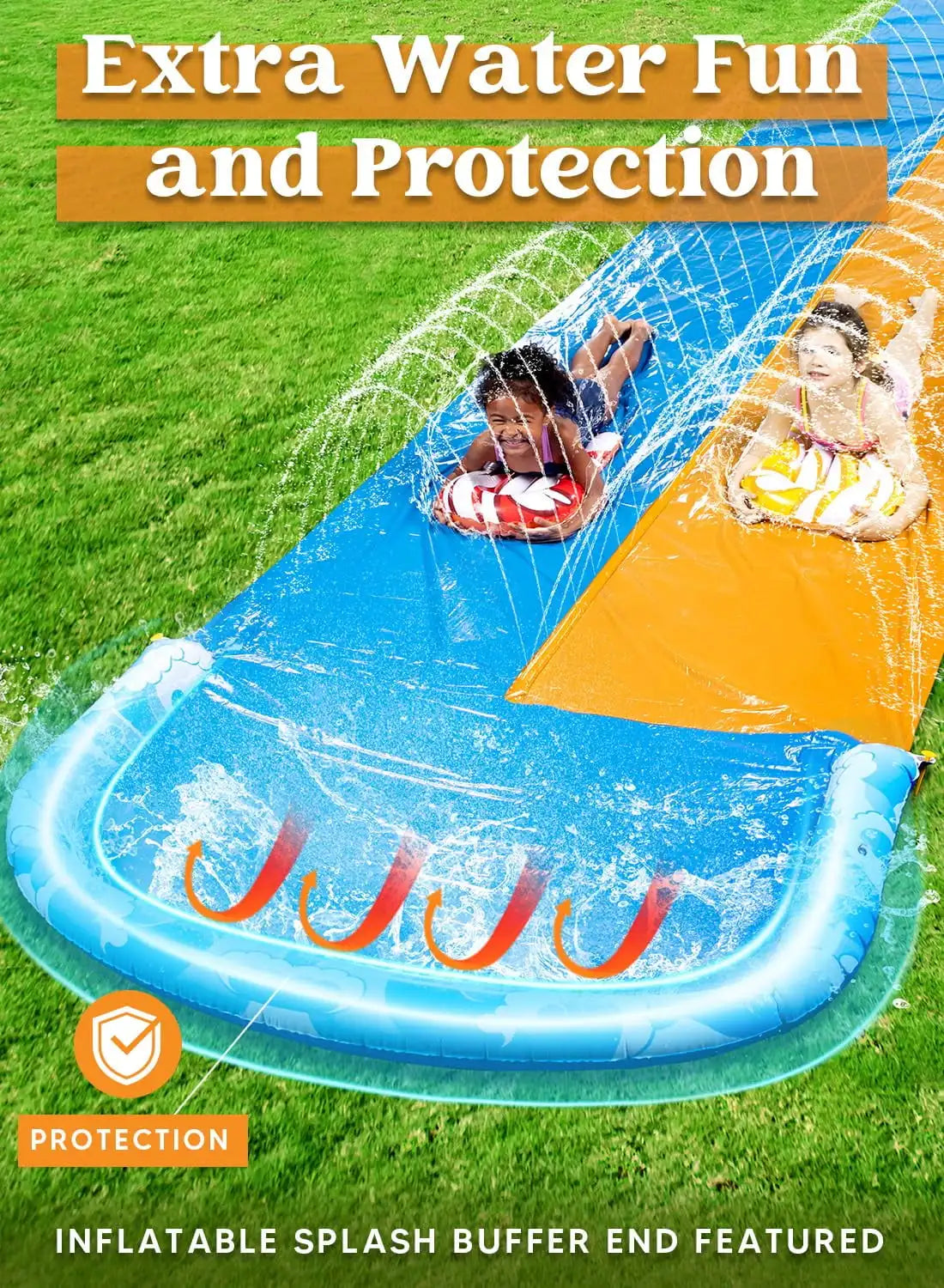 JOYFY Water Slide With Sprinkler And Bodyboards For Kids Outdoor Fun