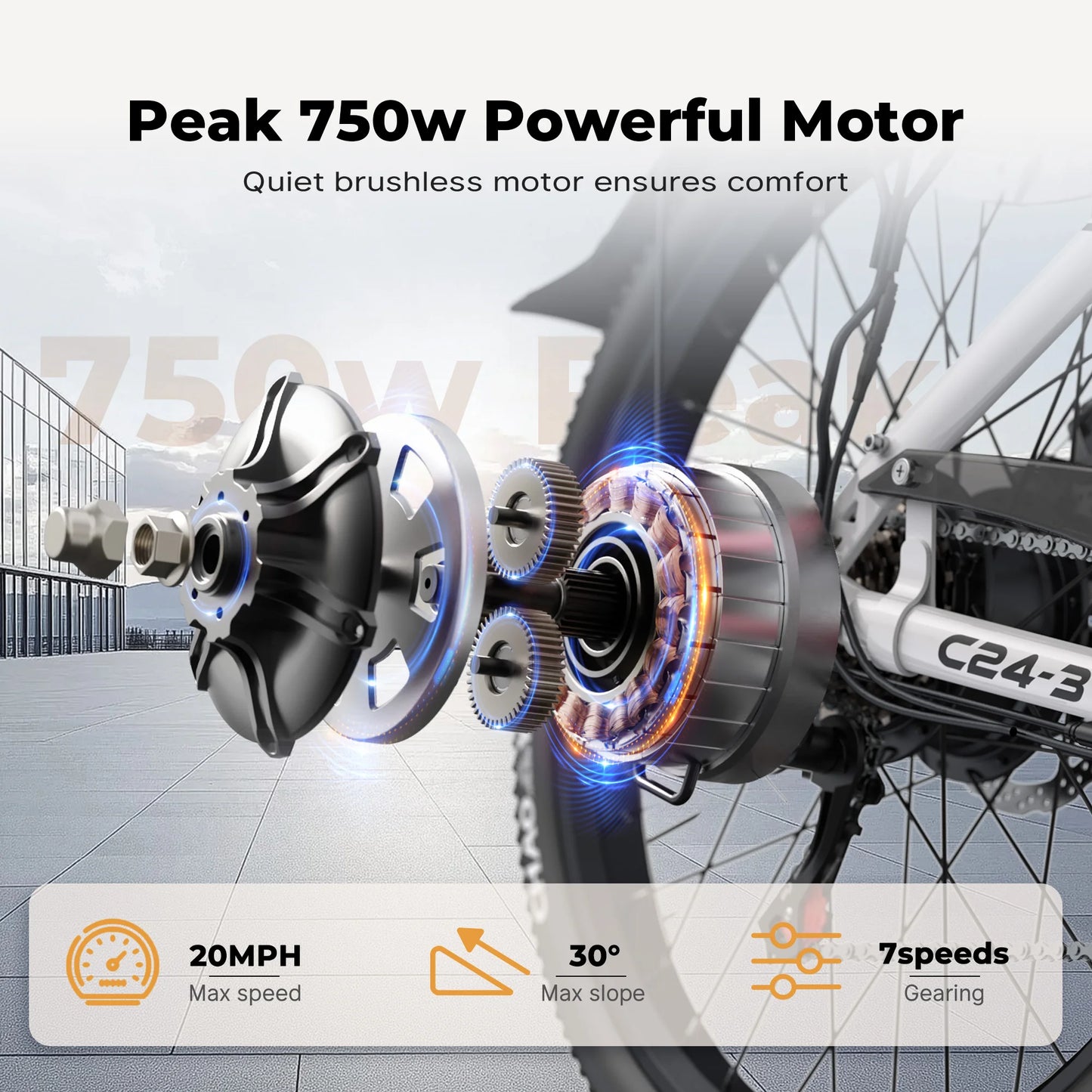Varun C24-3 Electric City Bike 750W Peak Power Brushless