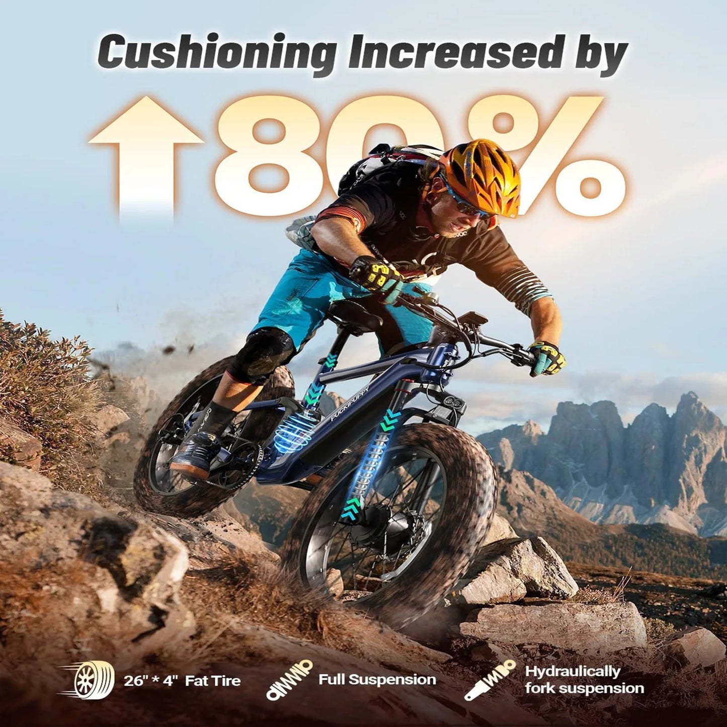 PUCKIPUPPY Dual Motor Electric Bike 1600W Fat Tire Full Suspension