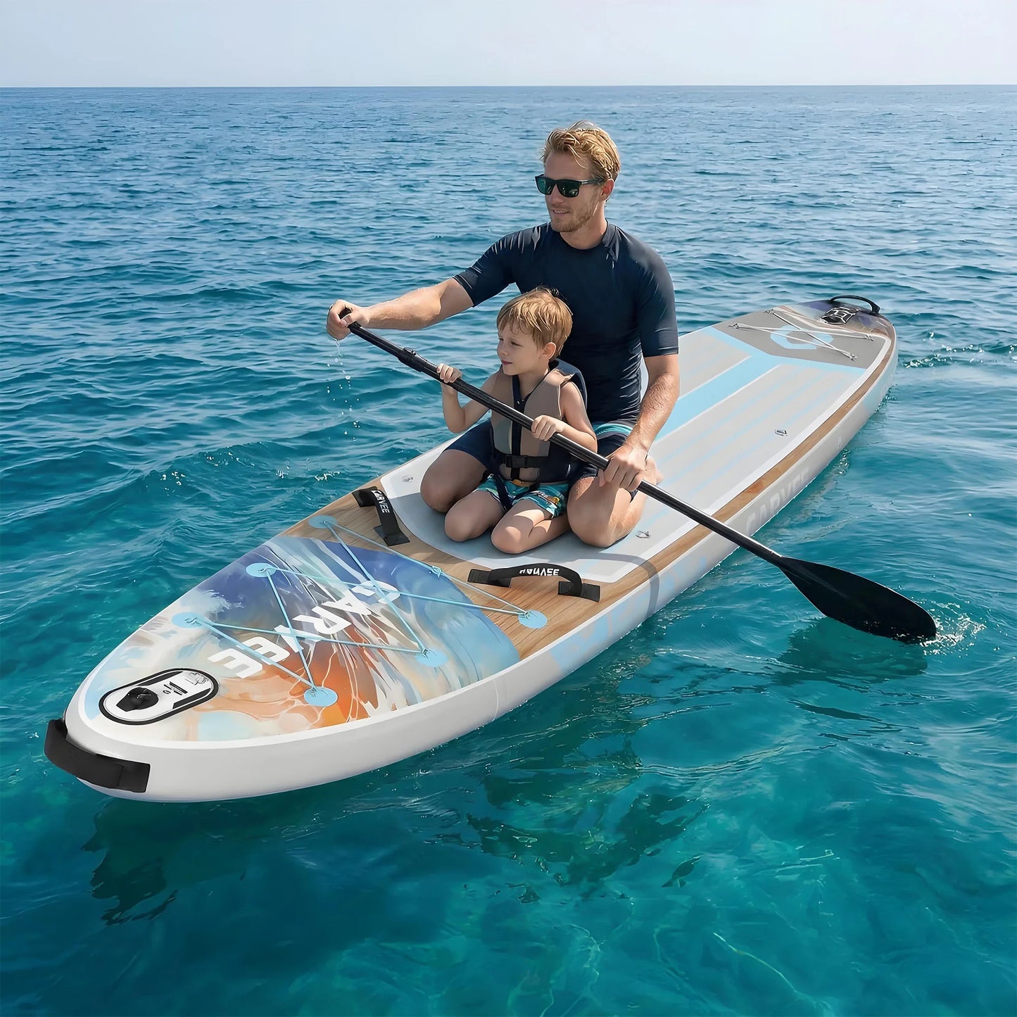 PVC Inflatable Stand Up Paddle Board Extra Wide Adjustable Paddle