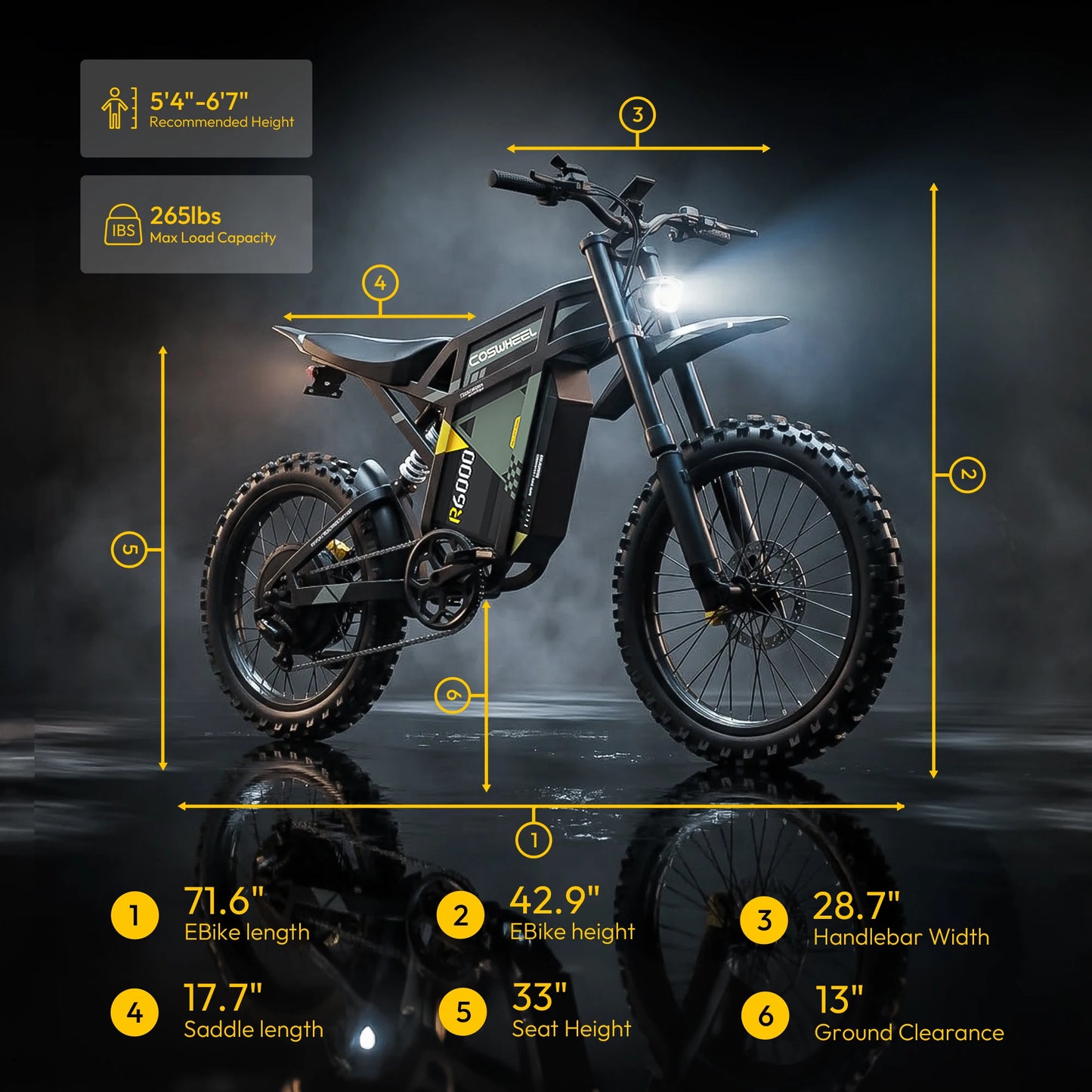 Coswheel R6000 Electric Mountain Bike With 60V 30Ah Battery