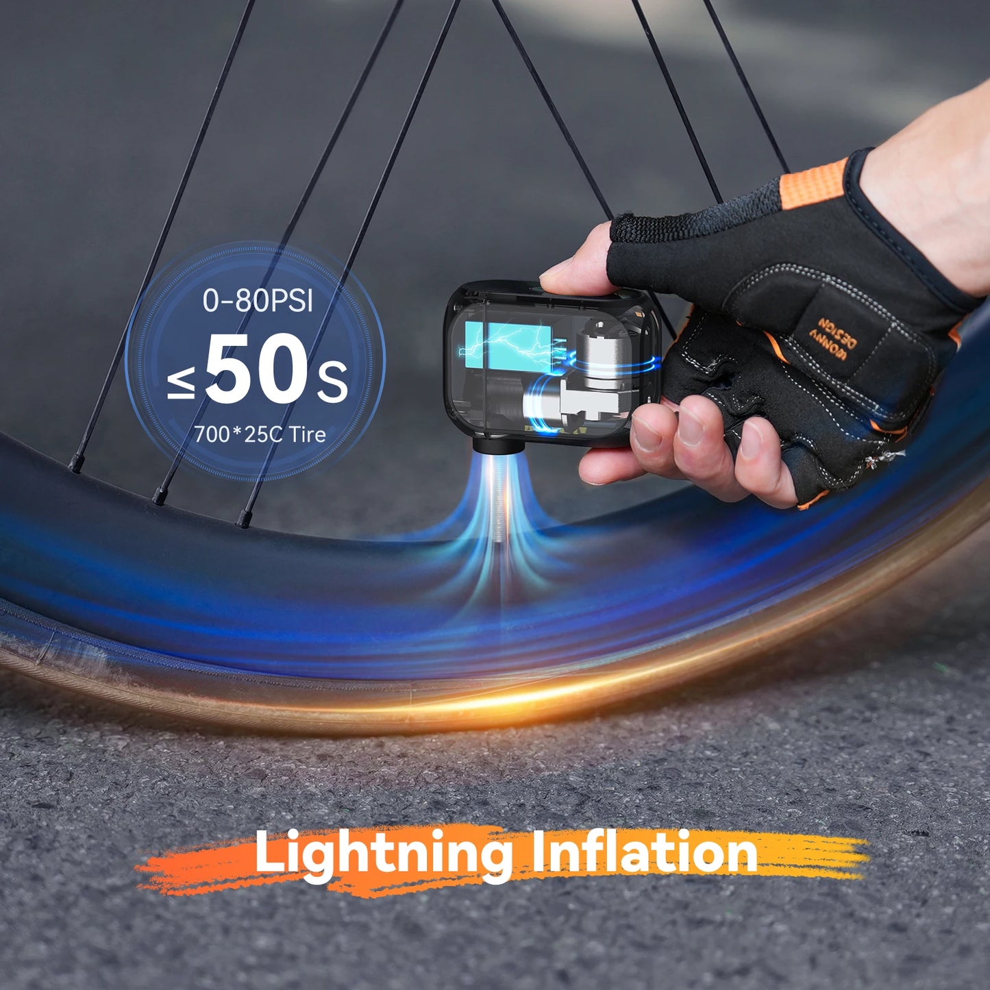 Anoutway AT1 Pro Mini Electric Bike Tire Pump With Screen