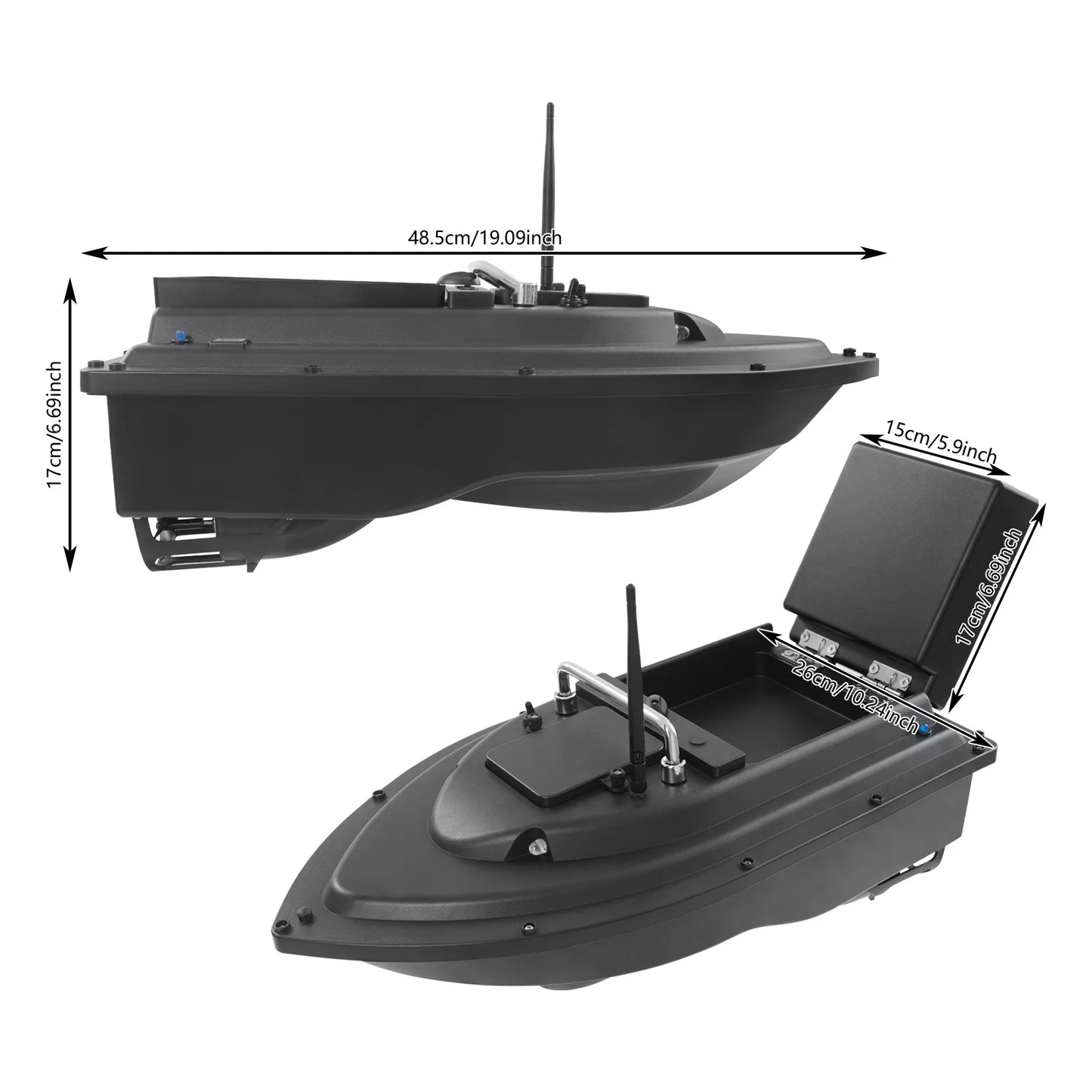 Remote Control Fishing Bait Boat, GPS Fishing Baiting Boat with Widened Large Compartment, 16 Positioning Points for Rivers