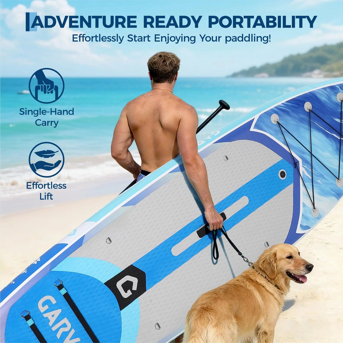 PVC Inflatable Stand Up Paddle Board Extra Wide Adjustable Paddle
