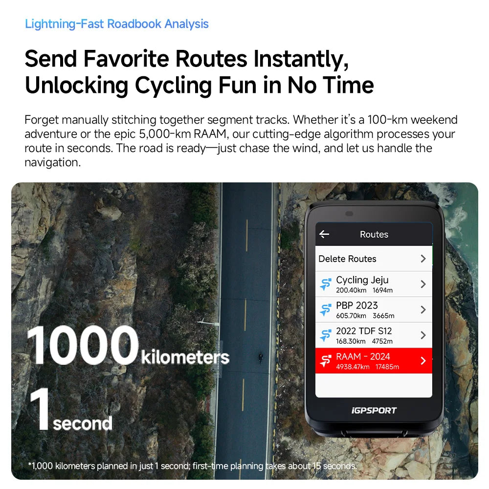 iGPSPORT BiNavi GPS Bike Computer With Touchscreen Navigation Map