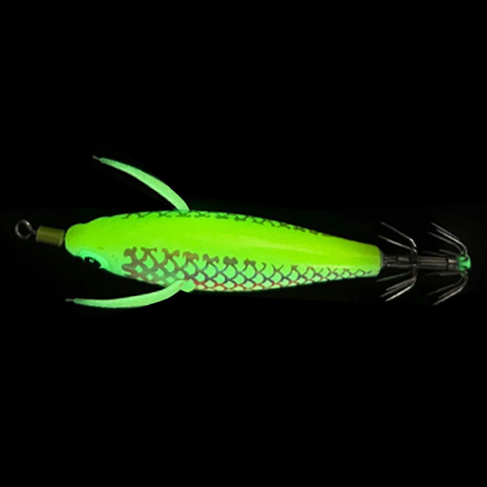 Luminous Squid Lure With 3D Eyes Glow In Dark Bait