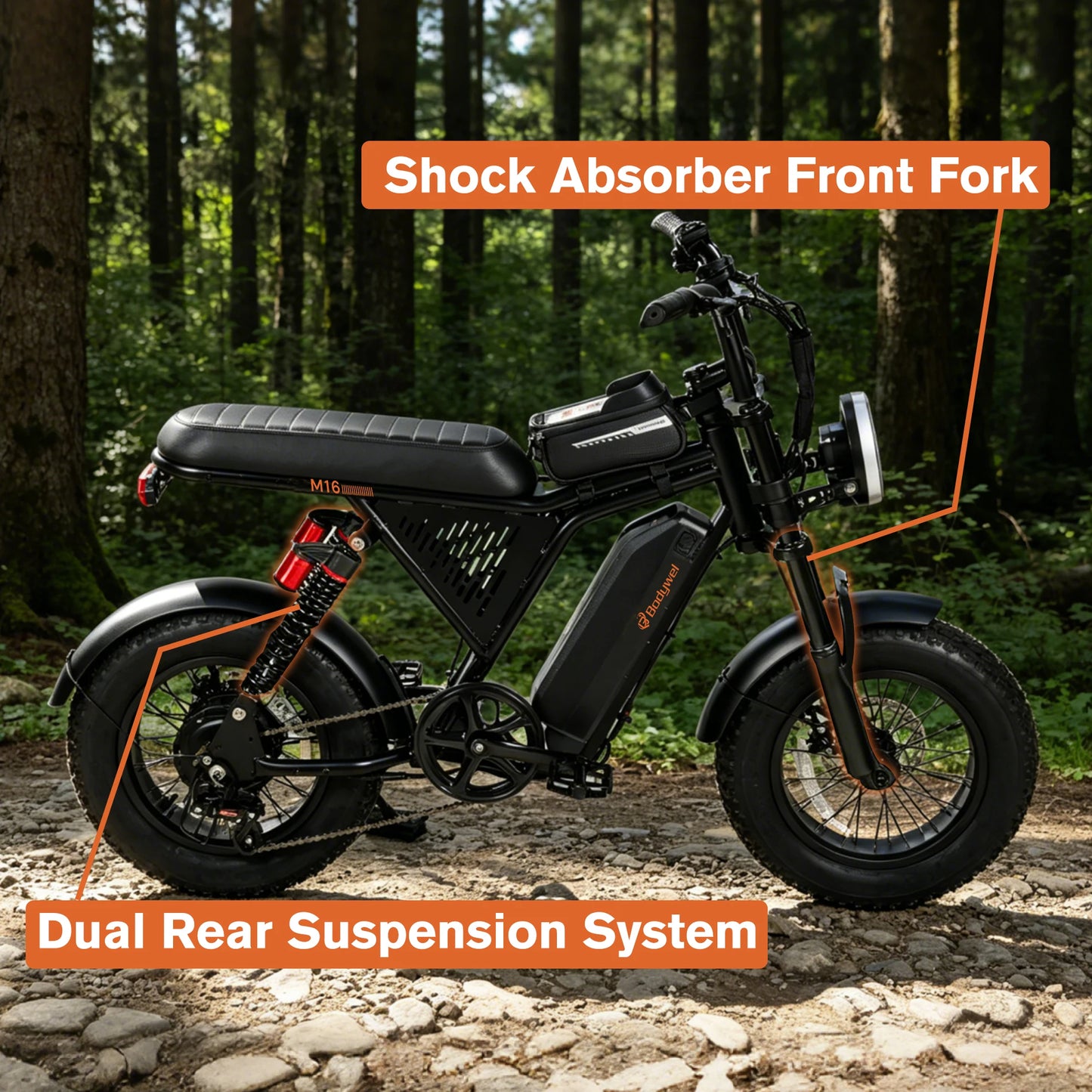 Bodywel M16 Electric Mountain Bike For Adults With Removable Battery