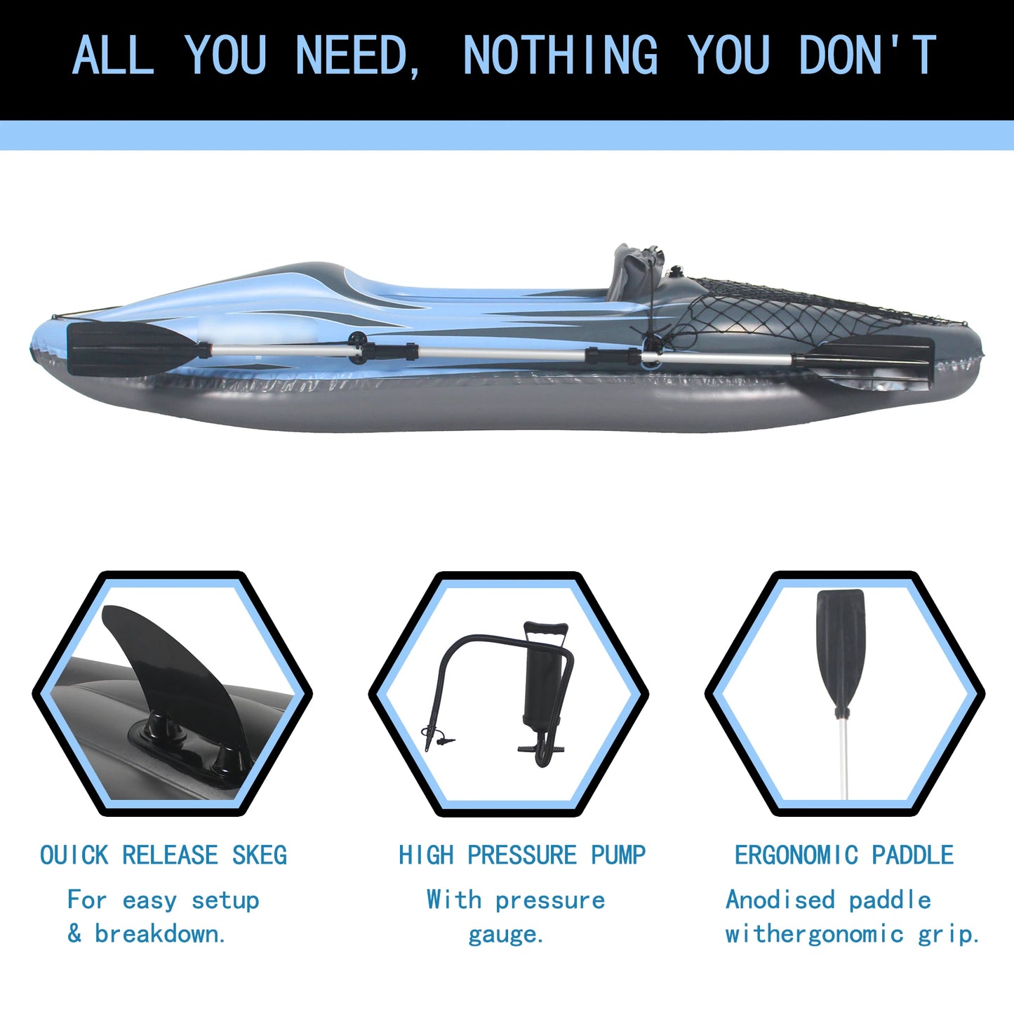 HHSJZWCY Inflatable One Person Kayak Fishing Boat With Paddles