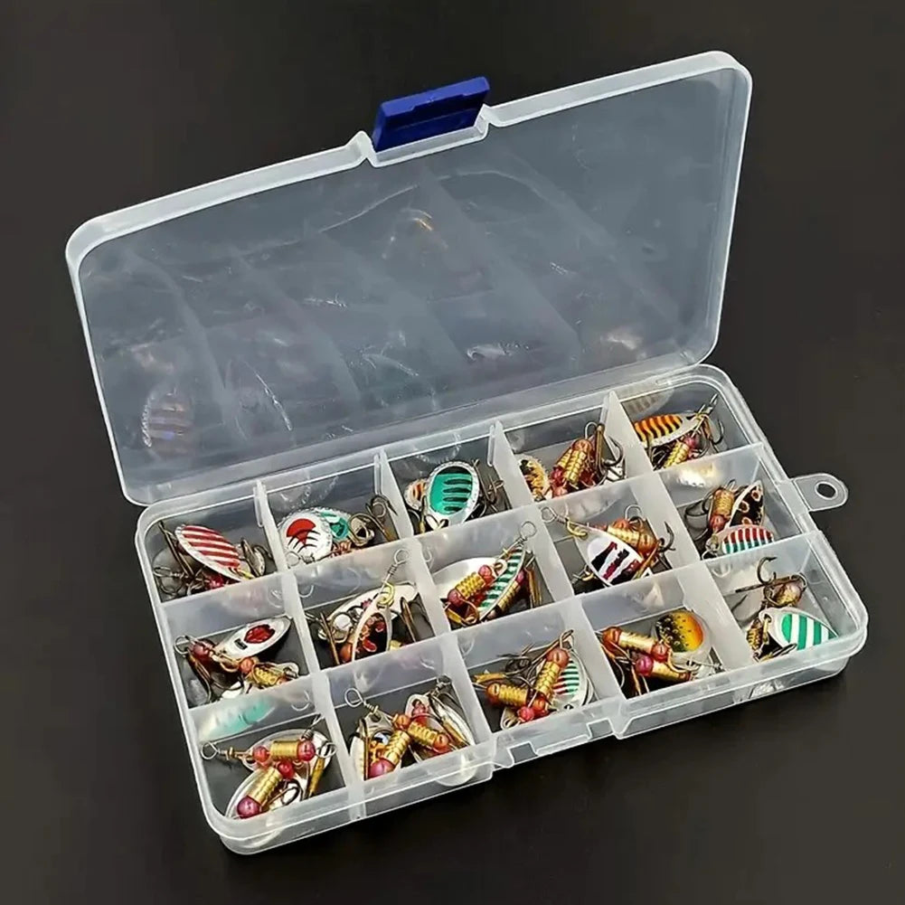 JOCESTYLE 30Pcs Spoon Spinner Lures With Treble Hooks For Freshwater Saltwater