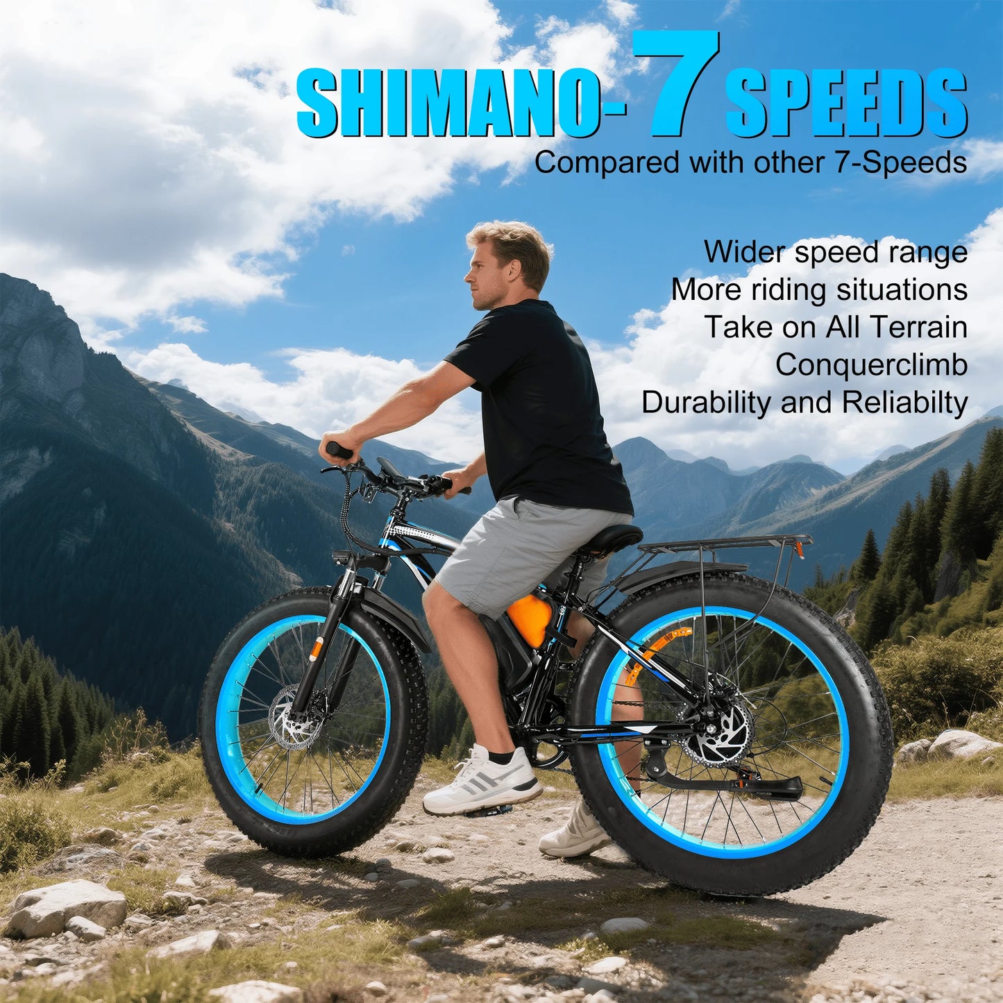EOEOTWO Electric Bike 1500W Peak Fat Tire 70 Mile Range