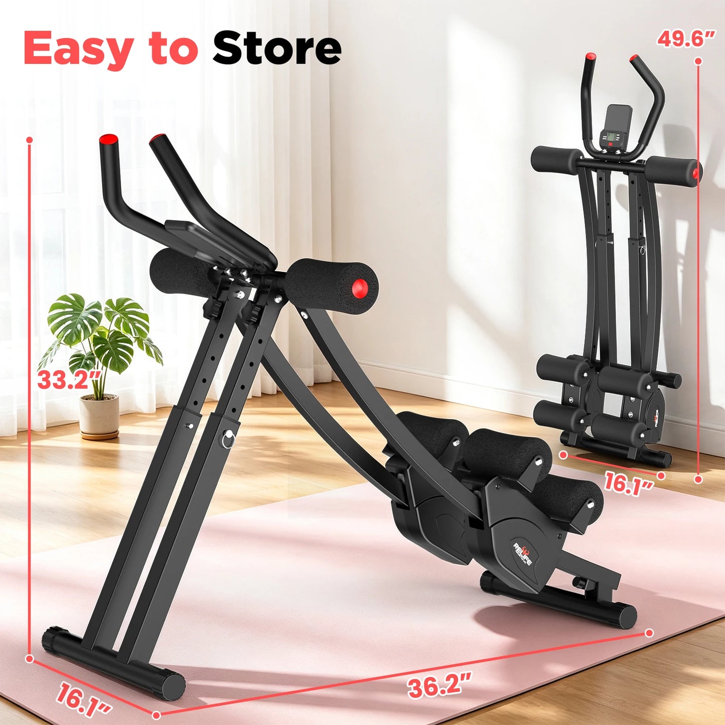 Dual Split-Track Ab Machine Foldable Core Trainer For Home